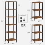 TUTOTAK Bookshelf, 6-Tier Tall Book Shelf, Narrow Bookcase for Small Space, DIY Stackable Bookshelf, for Living Room, Office, Study, Entryway, Industrial, Rustic Brown BS01BB006