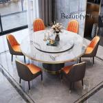 Luxury Dining Table 8 Chairs, Dining Rooms 8 Modern Chairs，Table and Chair Combination Round Table with Turntable