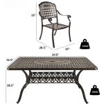 7-Piece Patio Dining Set,All-Weather Cast Aluminum Conversation Set Includes 6 Chairs and 1 Rectangular Table with Umbrella Hole