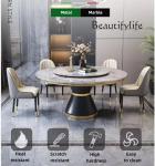 Luxury Dining Table 8 Chairs, Dining Rooms 8 Modern Chairs，Table and Chair Combination Round Table with Turntable