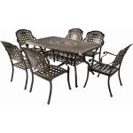 7-Piece Patio Dining Set,All-Weather Cast Aluminum Conversation Set Includes 6 Chairs and 1 Rectangular Table with Umbrella Hole