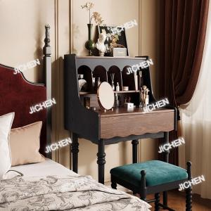 retro solid wood dresser, bedroom storage makeup table, American small apartment bedside medium