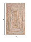 SAFAVIEH Area Rug 6' Square - Cape Cod Collection - Beige & Multi, Handmade Jute & Cotton, Woven Braided Design (CAP202B)