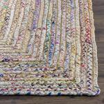 SAFAVIEH Area Rug 6' Square - Cape Cod Collection - Beige & Multi, Handmade Jute & Cotton, Woven Braided Design (CAP202B)