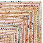 SAFAVIEH Area Rug 6' Square - Cape Cod Collection - Beige & Multi, Handmade Jute & Cotton, Woven Braided Design (CAP202B)
