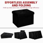 LINMAGCO Storage Ottoman Folding Foot Stool Velvet Foot Rest with Padded Modern Ottoman with Storage for Living Room Puppy Step Stool 17x13x13in(Black)