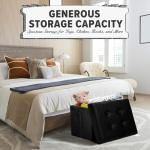 LINMAGCO Storage Ottoman Folding Foot Stool Velvet Foot Rest with Padded Modern Ottoman with Storage for Living Room Puppy Step Stool 17x13x13in(Black)
