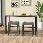 Giantex 24" Bar Stools Set of 2, Backless Counter Height Saddle Bar Stools w/Padded Seat, Solid Rubber Wood Legs, Farmhouse Linen Fabric Upholstered Barstools for Kitchen Counter Island, Cafe, Grey