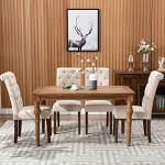 COLAMY Tufted Upholstered Dining Chairs Set of 2, Accent Parsons Chairs with Solid Wood Legs and Padded Seat, Beige
