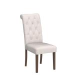 COLAMY Tufted Upholstered Dining Chairs Set of 2, Accent Parsons Chairs with Solid Wood Legs and Padded Seat, Beige
