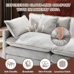 Ihanherry 146" U-Shaped Modern Sofa Modular Sectional Cloud Couch with 2 Ottoman, 6-Seat Chenille Deep Seat Sofa with 6 Pillows for Living Room, Bedroom and Apartment, Grey