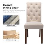 COLAMY Tufted Upholstered Dining Chairs Set of 2, Accent Parsons Chairs with Solid Wood Legs and Padded Seat, Beige