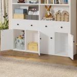 IRONCK 78.7" Bookcase with 4 Drawers and 4 Doors, 6 Tier Large Bookshelf with Storage, Floor Standing Display Storage Shelves, Tall Storage Cabinet for Living Room (Industrial White)