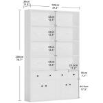 IRONCK 78.7" Bookcase with 4 Drawers and 4 Doors, 6 Tier Large Bookshelf with Storage, Floor Standing Display Storage Shelves, Tall Storage Cabinet for Living Room (Industrial White)