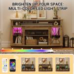 TV Stand up to 70 Inch Entertainment Center with 2 Glass Doors 4 Open Shelves Rustic LED TV Media Console Table for Living Room