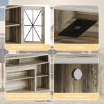 TV Stand up to 70 Inch Entertainment Center with 2 Glass Doors 4 Open Shelves Rustic LED TV Media Console Table for Living Room