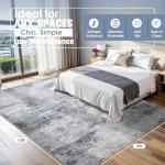 9x12 Area Rugs for Living Room Washable: Abstract Large Rug for Dining Room Bedroom Carpet Non Slip 9 by 12 Indoor Modern Nursery Home Office Blue Grey