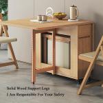 Solid Wood Foldable Dining Table and Chair Set, Retractable Home Dining Table Drop Leaf Table with 4 Chairs and Storage Drawer,