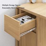 Solid Wood Foldable Dining Table and Chair Set, Retractable Home Dining Table Drop Leaf Table with 4 Chairs and Storage Drawer,