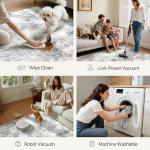 GENIMO Washable Area Rugs for Living Room, 8x10 Modern Non Slip Rugs, Low Pile Lightweight Soft Print Rug for Bedroom, Dining Room, Home Office, Grey