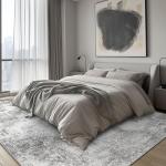 GENIMO Washable Area Rugs for Living Room, 8x10 Modern Non Slip Rugs, Low Pile Lightweight Soft Print Rug for Bedroom, Dining Room, Home Office, Grey