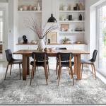 GENIMO Washable Area Rugs for Living Room, 8x10 Modern Non Slip Rugs, Low Pile Lightweight Soft Print Rug for Bedroom, Dining Room, Home Office, Grey