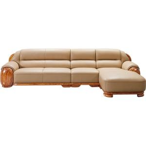 Ebony leather sofa first layer cowhide high-end villa living room modern new Chinese corner leather art