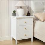 YIGOBUY 3 Drawer Nightstand White Side Table 19" Bedroom Night Stands End Table for Living Room Bedroom with Storage 1 Set Furniture