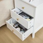 YIGOBUY 3 Drawer Nightstand White Side Table 19" Bedroom Night Stands End Table for Living Room Bedroom with Storage 1 Set Furniture