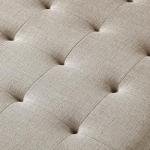 24KF Large Square Upholstered Tufted Linen Ottoman Coffee Table, Large Footrest Ottoman with Solid Wood Shelf-Linen