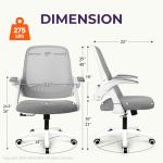 NEO CHAIR Office Desk Computer Gaming Ergonomic Chair with Lumbar Back Support Adjustable Height Swivel Wheels Flip-up Arms Mesh Chair for Home or Office (Grey)