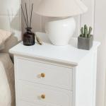 YIGOBUY 3 Drawer Nightstand White Side Table 19" Bedroom Night Stands End Table for Living Room Bedroom with Storage 1 Set Furniture
