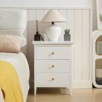 YIGOBUY 3 Drawer Nightstand White Side Table 19" Bedroom Night Stands End Table for Living Room Bedroom with Storage 1 Set Furniture