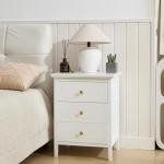 YIGOBUY 3 Drawer Nightstand White Side Table 19" Bedroom Night Stands End Table for Living Room Bedroom with Storage 1 Set Furniture