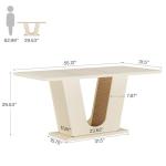 Tribesigns Modern Dining Table for 4-6, 55-Inch Rectangular Kitchen Table with U-Shaped Base, Dinner Table for Kitchen Dining Room Apartment, Cream White