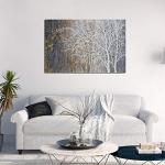 Yihui Arts Canvas Wall Art Hand Painted White Tree Pictures Brown Forest Painting Modern Abstract Landscape Nature Artwork for Bedroom Bathroom Home Office Living Room Decorations
