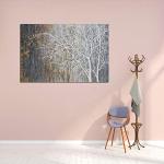 Yihui Arts Canvas Wall Art Hand Painted White Tree Pictures Brown Forest Painting Modern Abstract Landscape Nature Artwork for Bedroom Bathroom Home Office Living Room Decorations