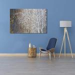 Yihui Arts Canvas Wall Art Hand Painted White Tree Pictures Brown Forest Painting Modern Abstract Landscape Nature Artwork for Bedroom Bathroom Home Office Living Room Decorations