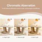 Tribesigns Modern Dining Table for 4-6, 55-Inch Rectangular Kitchen Table with U-Shaped Base, Dinner Table for Kitchen Dining Room Apartment, Cream White