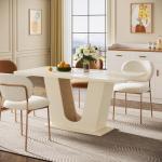 Tribesigns Modern Dining Table for 4-6, 55-Inch Rectangular Kitchen Table with U-Shaped Base, Dinner Table for Kitchen Dining Room Apartment, Cream White