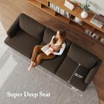 Busaurus 3 Seater Sofa Couch with Deep Seats, 89" Mid Century Modern Upholstered Sofa with Armrests, Comfy Couches for Living Room, Bedroom, Apartment and Office (Brown)