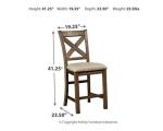 Signature Design by Ashley Moriville Rustic Farmhouse 24.5" Upholstered Barstool, 2 Count, Beige & Brown