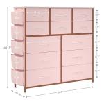 Jojoka Dresser for Bedroom with 12 Drawer, Dressers & Chests of Drawers for Hallway, Entryway, Storage Organizer Unit with Fabric, Sturdy Metal Frame, Wood Tabletop, Easy Pull Handle… (Pink)