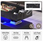 47.2" Large Lift Top Coffee Table,Modern High Glossy LED Coffee Tables for Living Room with Storage,Black Living Room Tables for Living Rooms,Dining Room,Bedroom Home Office,APP LED Lights（Black）