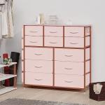 Jojoka Dresser for Bedroom with 12 Drawer, Dressers & Chests of Drawers for Hallway, Entryway, Storage Organizer Unit with Fabric, Sturdy Metal Frame, Wood Tabletop, Easy Pull Handle… (Pink)