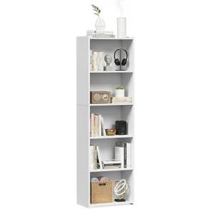 ZENY 5-Tier Shelf Bookcase, Freestanding Wood Storage Display Open Bookshelf for Home Office, White