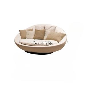 Italian minimalist round fabric sofa living room balcony leisure chair, rotatable