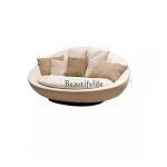 Italian minimalist round fabric sofa living room balcony leisure chair, rotatable