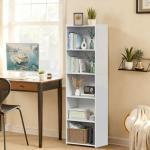 ZENY 5-Tier Shelf Bookcase, Freestanding Wood Storage Display Open Bookshelf for Home Office, White