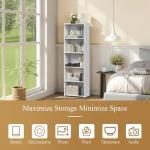 ZENY 5-Tier Shelf Bookcase, Freestanding Wood Storage Display Open Bookshelf for Home Office, White